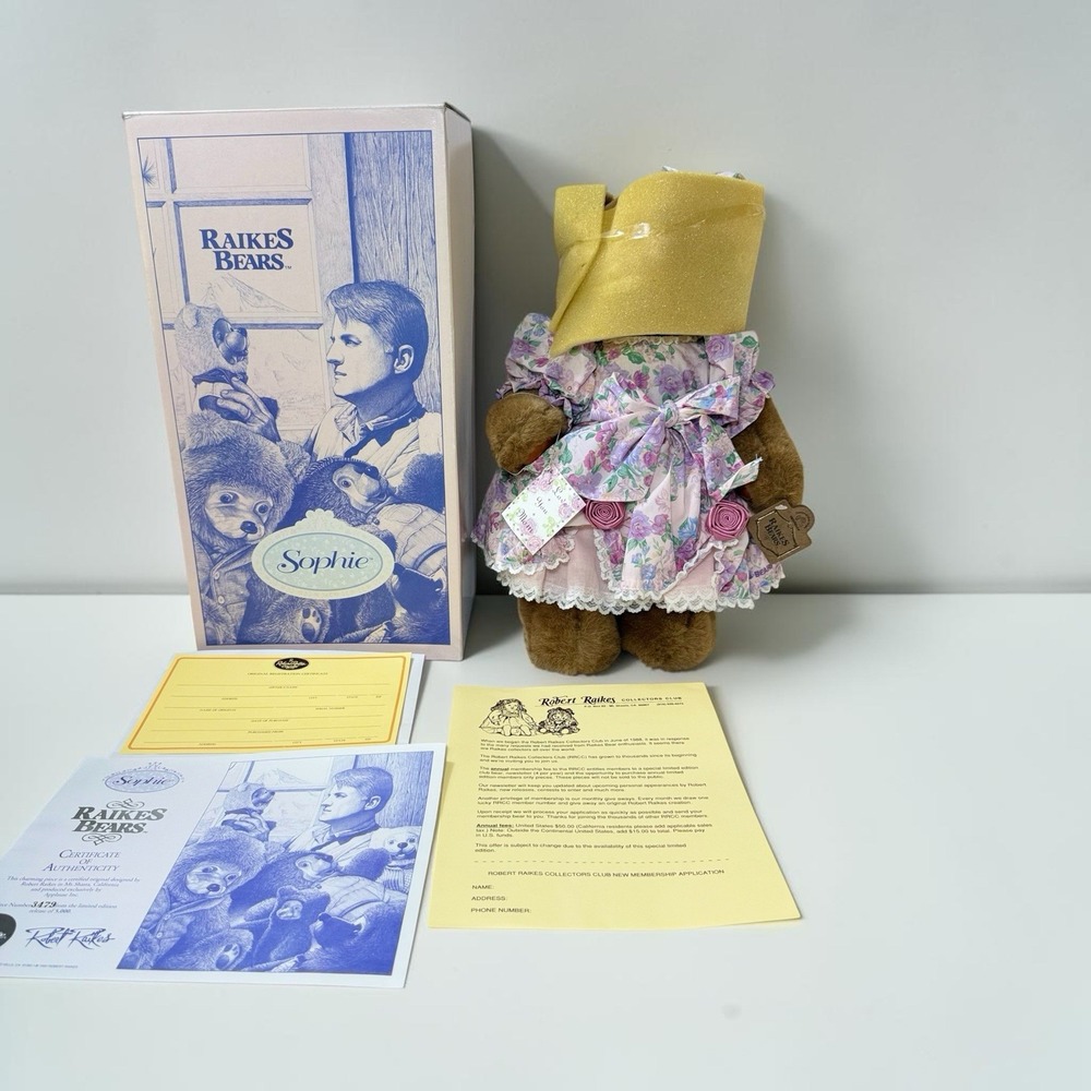 VTG 1993 Robert Raikes Sophie Bear 18" Mothers Day Wood Face Box COA 3479/5000